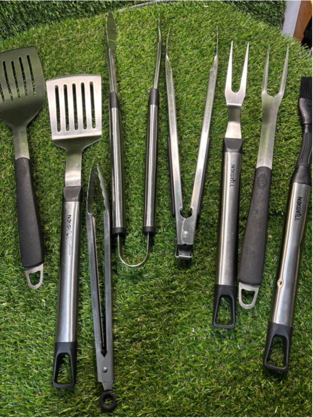 Nexgrill Stainless Steel BBQ Grill Tool Set Spatulas Tongs Forks Brush #S102